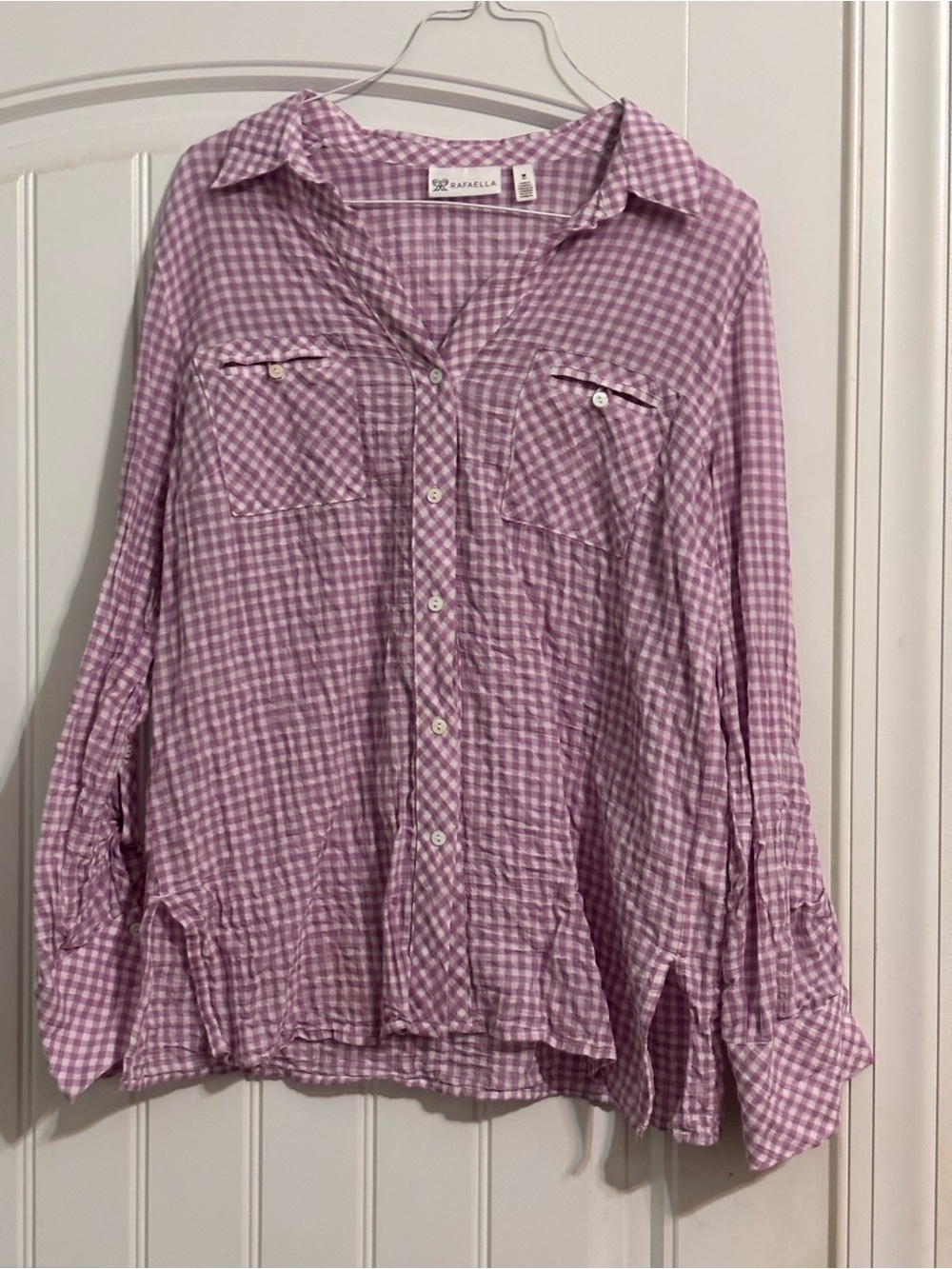 Rafaella Lavender Gingham Button-Down Shirt